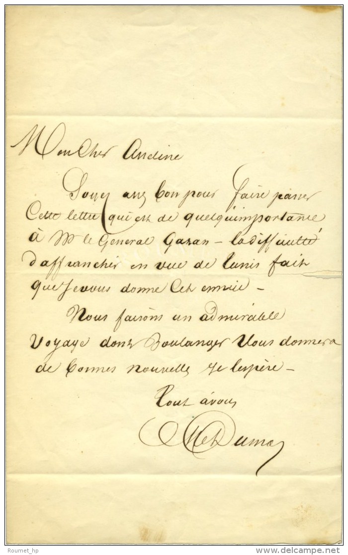 DUMAS Alexandre Père (1802-1870), écrivain Et Homme De Théâtre. - Andere & Zonder Classificatie