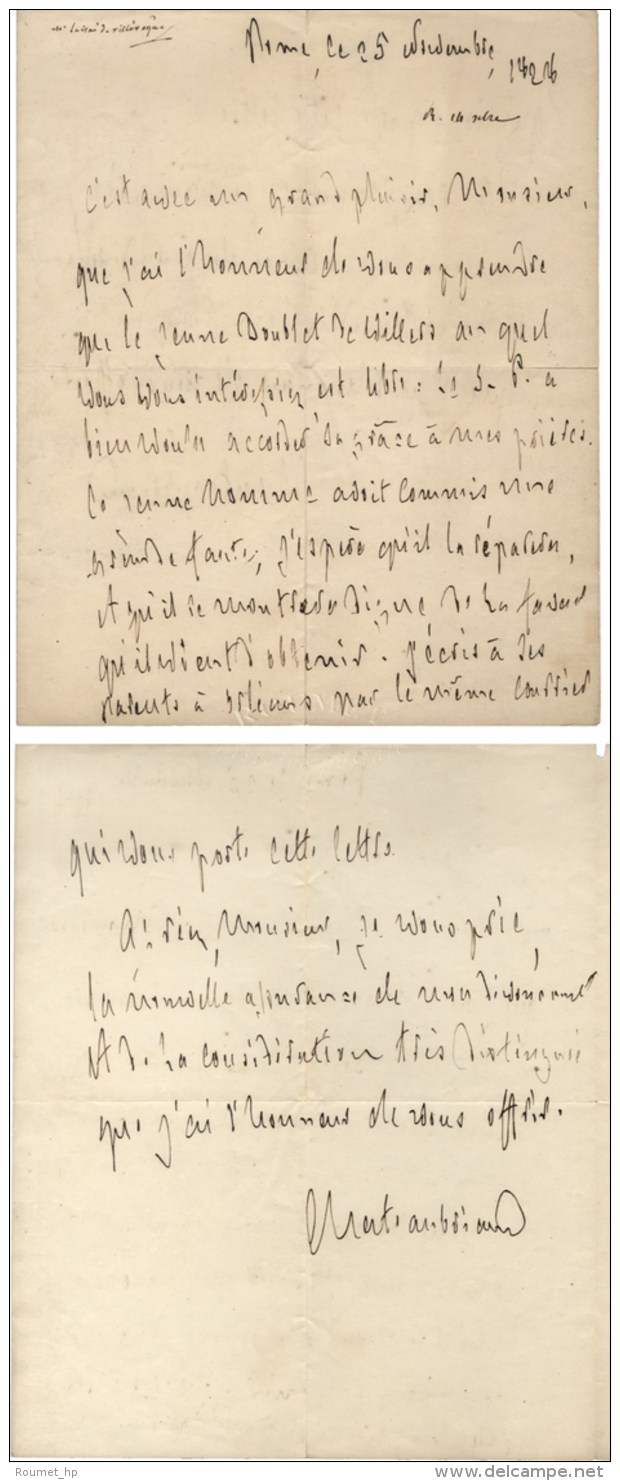 CHATEAUBRIAND François René Vicomte De (1768-1848), écrivain, Homme Politique. - Andere & Zonder Classificatie