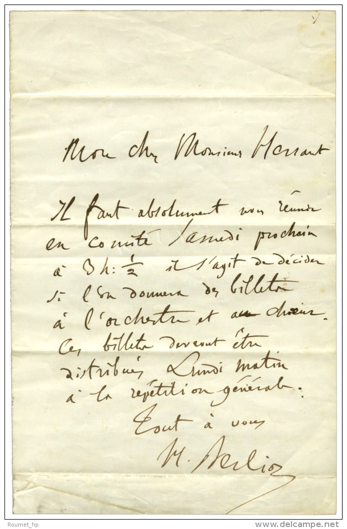 BERLIOZ Hector (1803-1869), Compositeur Et Chef D'orchestre. - Andere & Zonder Classificatie