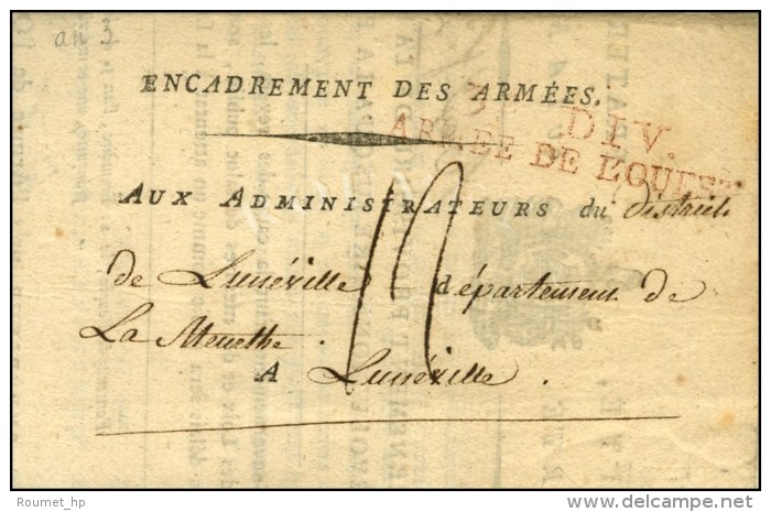 3e DIV / ARMEE DE L'OUEST Rouge Sur Lettre Avec Texte Daté De Fontenay Le Peuple (NR De Fontenay Le Comte).... - Legerstempels (voor 1900)