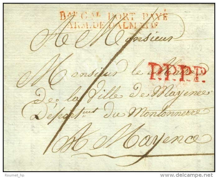 Bau Gal PORT PAYE / ARM. DE DALMATIE Rouge Sur Lettre Avec Texte Daté De Zara 1808 Adressée à... - Legerstempels (voor 1900)