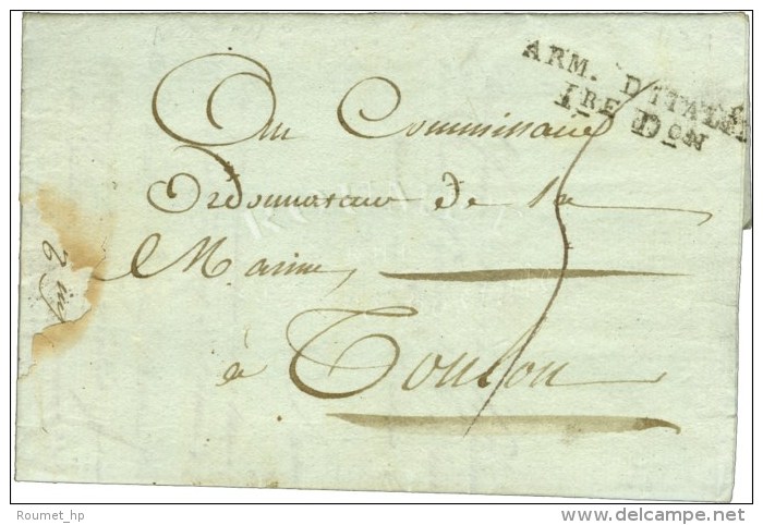 ARM. D'ITALIE / 1re Don Sur Lettre Avec Texte Daté De Nice An 8. - TB / SUP. - Legerstempels (voor 1900)