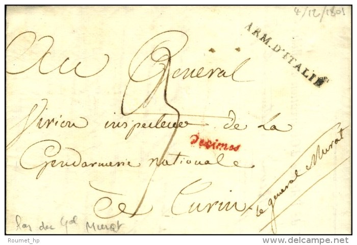 ARM D'ITALIE Sur LAS Du Général Murat Au Général Vivien (inspecteur De Gendarmerie)... - Legerstempels (voor 1900)