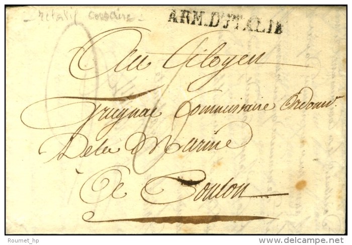 ARM D'ITALIE Sur Lettre Avec Texte Relatif à Un Corsaire Daté De Livourne. An 4. - TB / SUP. - Legerstempels (voor 1900)