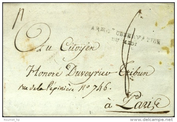 ARM. D'OBSERVATION / DU MIDI Sur Lettre Avec Texte Daté De Rome An 9. - TB. - R. - Legerstempels (voor 1900)