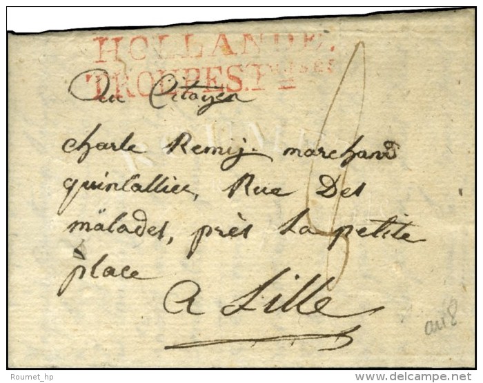 HOLLANDE / TROUPES Foises Sur Lettre Avec Texte Daté De Brielle. An 8. - TB / SUP. - Legerstempels (voor 1900)