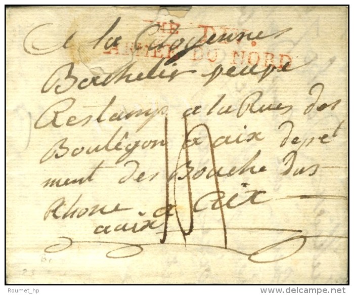 3e DIV / ARMEE DU NORD Rouge Sur Lettre Avec Texte Daté Du Camp De Boirin An 2. - TB. - Legerstempels (voor 1900)