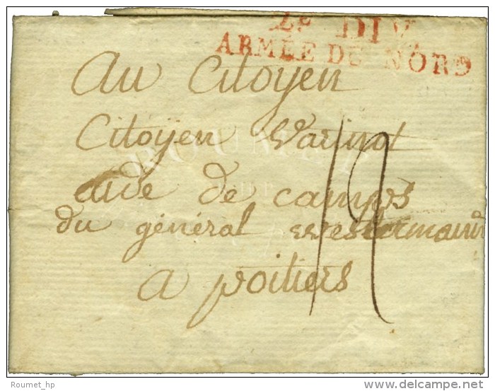 2e DIV / ARMEE DU NORD Rouge Sur Lettre Avec Texte Daté De '' Lille Ce 8 Ventôse ''. - TB / SUP. - Legerstempels (voor 1900)