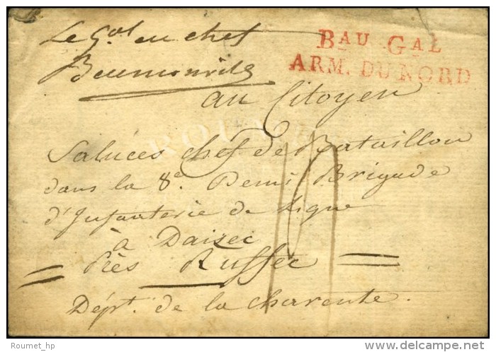 Bau Gl / ARM. DU NORD Rouge + Paraphe Manuscrite '' Le Gal En Chef / Beurnonville '' Sur Lettre Avec Magnifique... - Legerstempels (voor 1900)