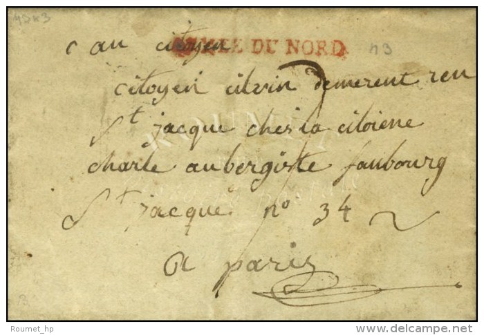 ARMEE DU NORD (44 Mm) Rouge Sur Lettre Avec Texte Daté De Courtrai 1794. - TB. - Legerstempels (voor 1900)
