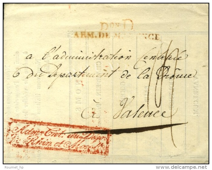 Don D / ARM. DE MAYENCE Rouge Et Griffe Encadrée ' Adm Cent Du Dept / De Rhin Et Moselle ' Sur Lettre... - Legerstempels (voor 1900)