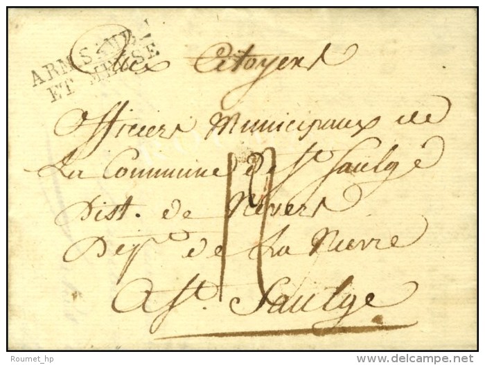 ARM SAMB / ET MEUSE Sur Lettre Avec Texte Daté Audrenach Le 29 Floréal An 3 Et Bel En-tête... - Legerstempels (voor 1900)