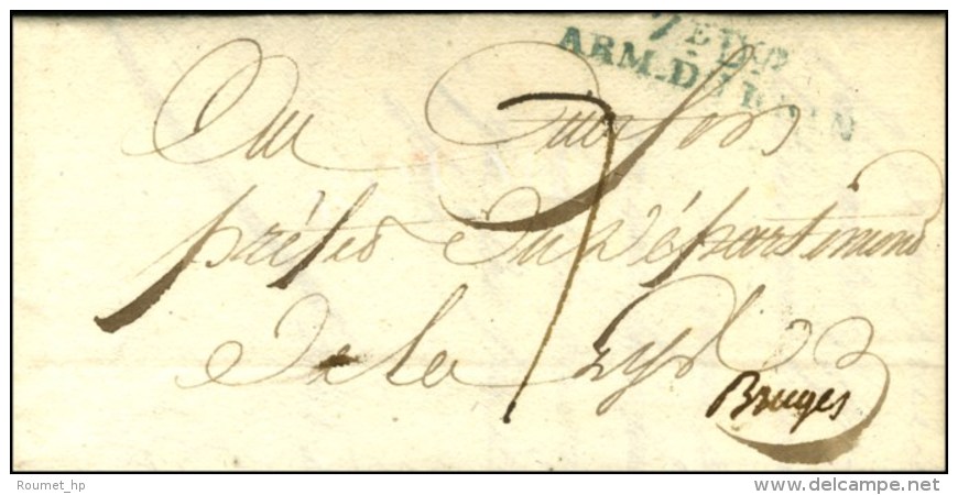 7e Don / ARM. DU RHIN Bleue Sur Lettre Avec Texte Daté De '' Sorlin Le 28 Fructidor Au Soir ''. An 8.  - TB... - Legerstempels (voor 1900)