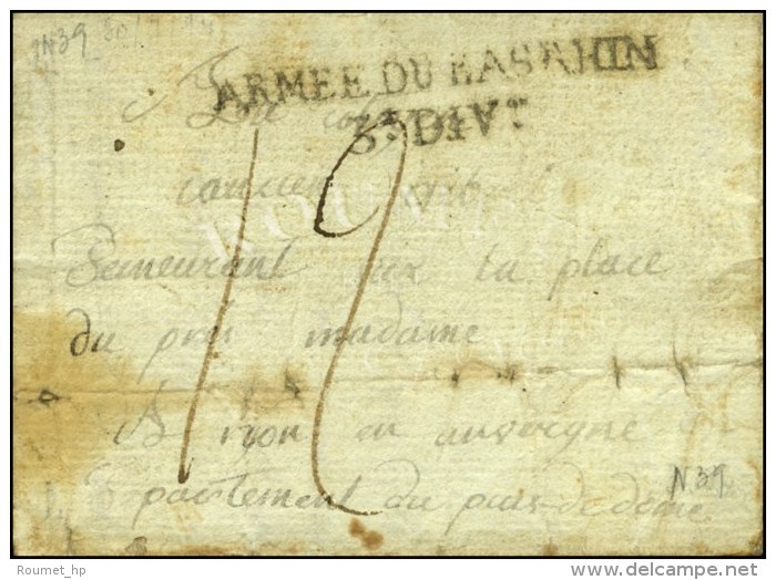 ARMEE DU BAS RHIN / 3e DIVon Sur Lettre Avec Texte Daté '' Isle Dalon An 2 ''. - TB. - Legerstempels (voor 1900)