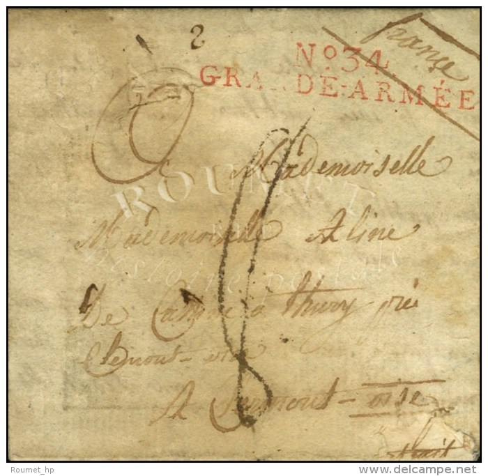 N° 34 / GRANDE ARMÉE Rouge Sur Lettre Avec Texte Daté '' Miruschin Ce 18 Octobre 1807 ''. - TB /... - Legerstempels (voor 1900)