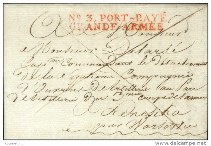 N° 3.PORT-PAYE / GRANDE-ARMEE (rouge) Sur Lettre Avec Texte Daté Gollnord 1808 Adressée Au... - Legerstempels (voor 1900)