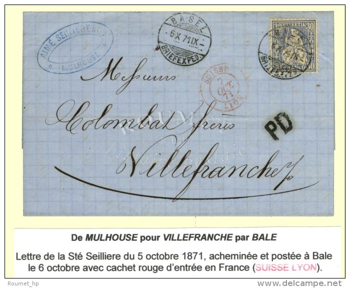 Lettre Avec Texte Daté De Mulhouse Le 5 Octobre 1871 Acheminée Jusqu'à Bâle Pour... - Andere & Zonder Classificatie