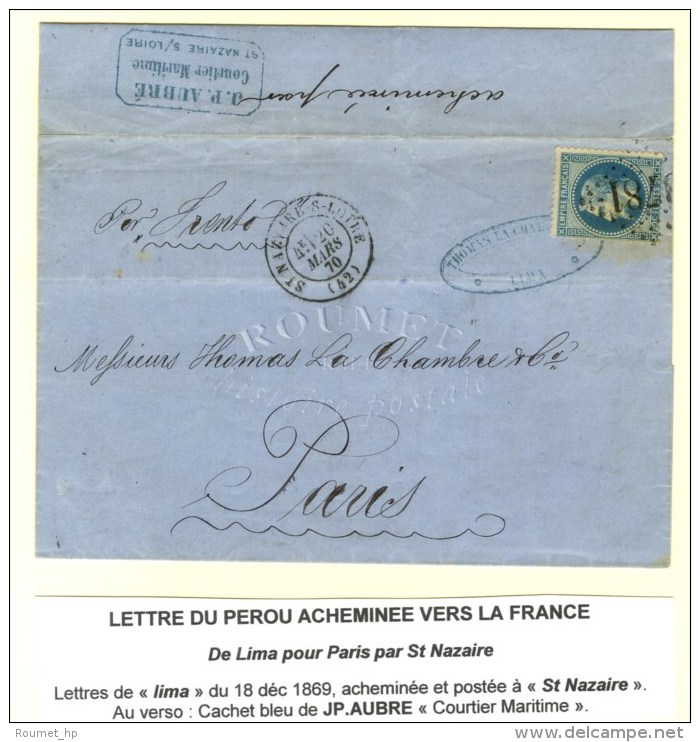 Lettre Avec Texte Daté De Lima Le 18 Décembre 1869 Acheminée Et Postée à St... - Andere & Zonder Classificatie