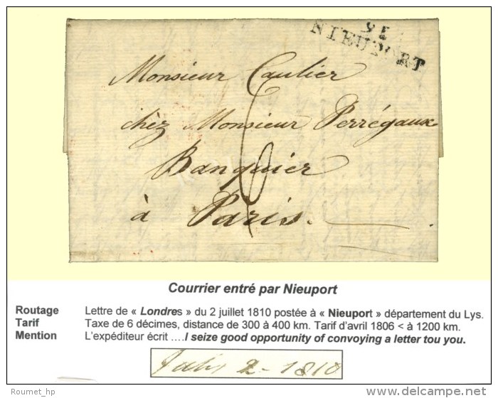Lettre Avec Texte Daté De Londres Le 2 Juillet 1810 Acheminée Et Postée Au Bureau De Nieuport... - Other & Unclassified