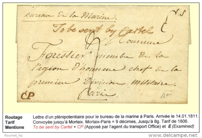 Lettre Sans Texte D'un Plénipotentiaire Pour Le Bureau De La Marine à Paris (au Verso Càd... - Andere & Zonder Classificatie