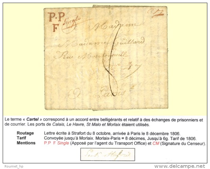 Lettre Avec Texte Daté De Staford Le 18 Octobre 1806 Adressée à Paris Par Le Cartel De Morlaix... - Andere & Zonder Classificatie