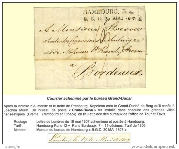 Lettre Avec Texte Daté De Londres Le 19 Mai 1807 Acheminée Par Le Bureau Grand-Ducal à... - Andere & Zonder Classificatie