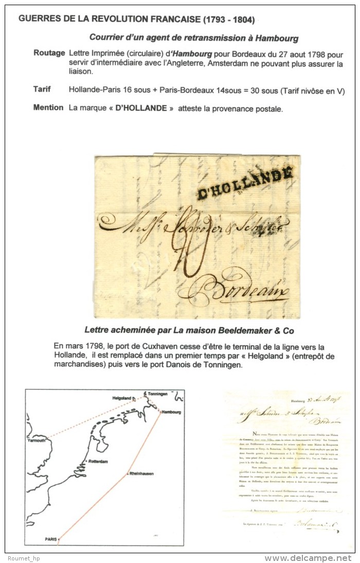 Lettre Circulaire Imprimée Datée D'Hambourg Le 27 Août 1798 Acheminée Jusqu'à... - Andere & Zonder Classificatie