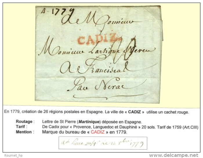 Lettre Avec Texte Daté St Pierre De La Martinique Le 12 Octobre 1779 Pour Nerac Déposée... - Andere & Zonder Classificatie