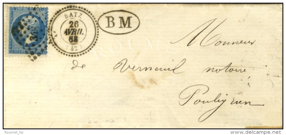 PC Du GC 348 / N° 22 Càd T 22 BATZ (42) + B.M. Sur Lettre Avec Texte Daté D'Escoubles. 1868.... - Andere & Zonder Classificatie