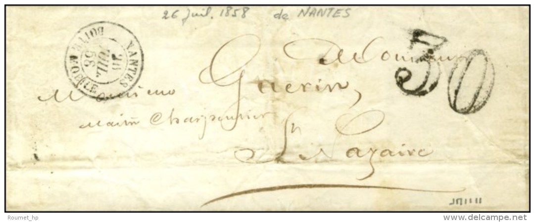 Càd NANTES / BOITE MOBILE Taxe 30 DT Sur Lettre Avec Texte De Nantes Pour St Nazaire. 1858. - TB / SUP. - R.... - Otros & Sin Clasificación