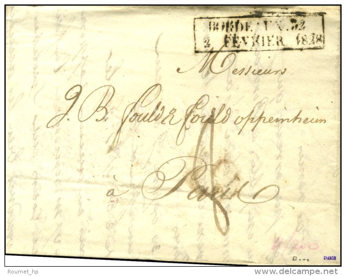 Cachet D'essai Encadré BORDEAUX 32 / 2 FEVRIER 1828. - TB / SUP. - Andere & Zonder Classificatie