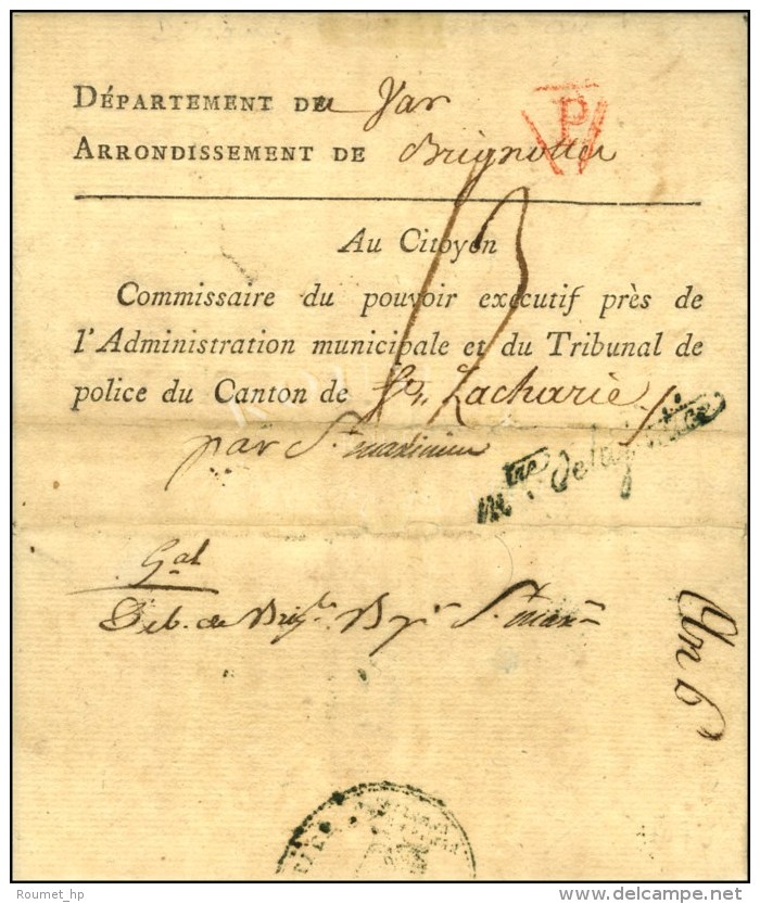 Imprimé Daté De Paris Adressé En Franchise Pour St Zacharie, Au Verso '' Deb De Brigle ''... - ....-1700: Voorlopers