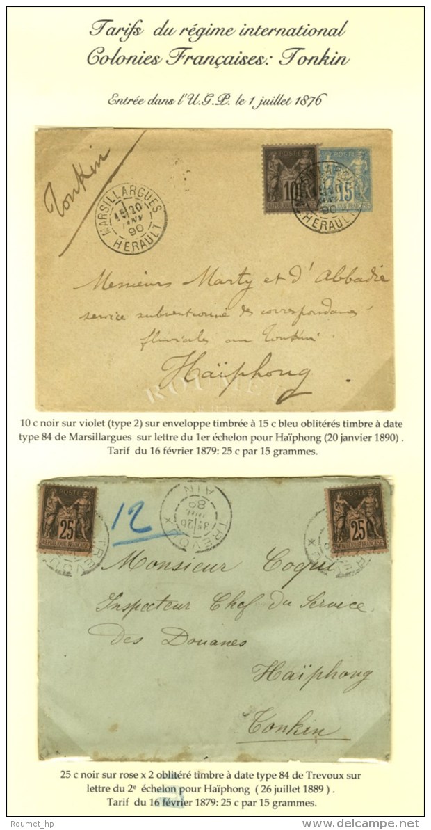 Lot De 2 Lettres Affranchies à 25c. Et 50c. Adressées à Haiphong (Tonkin). - TB / SUP. - 1876-1878 Sage (Type I)