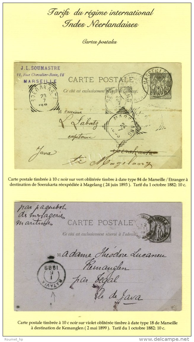 Lot De 2 Entiers à 10c. Pour Les Indes Néerlandaises (Soerakarta, Magelang, Kemanglen). - TB. - 1876-1878 Sage (Type I)