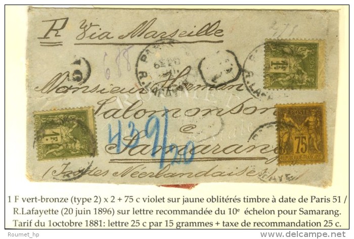 Càd PARIS 51 / R. LAFAYETTE / N° 82 (2) + 99 Sur Lettre (partielle) Recommandée Au 10ème... - 1876-1878 Sage (Type I)