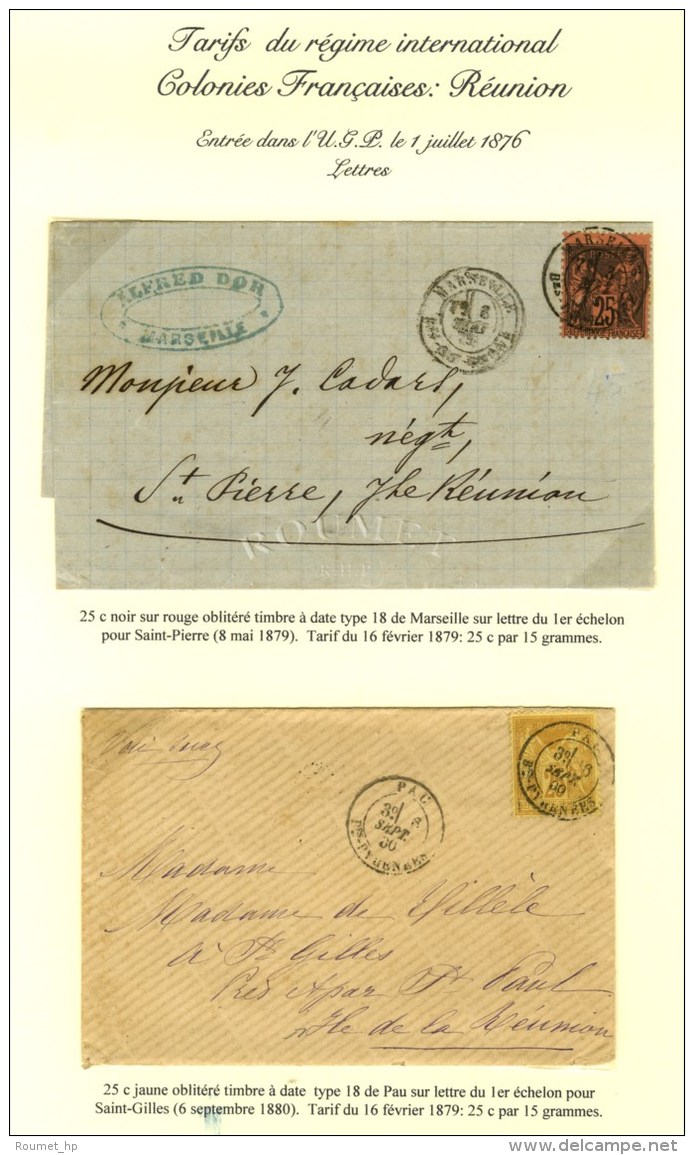 Lot De 2 Lettres Affranchies à 25c. Pour La Réunion Dont 1 Adressée à St Gilles. - TB. ... - 1876-1878 Sage (Type I)