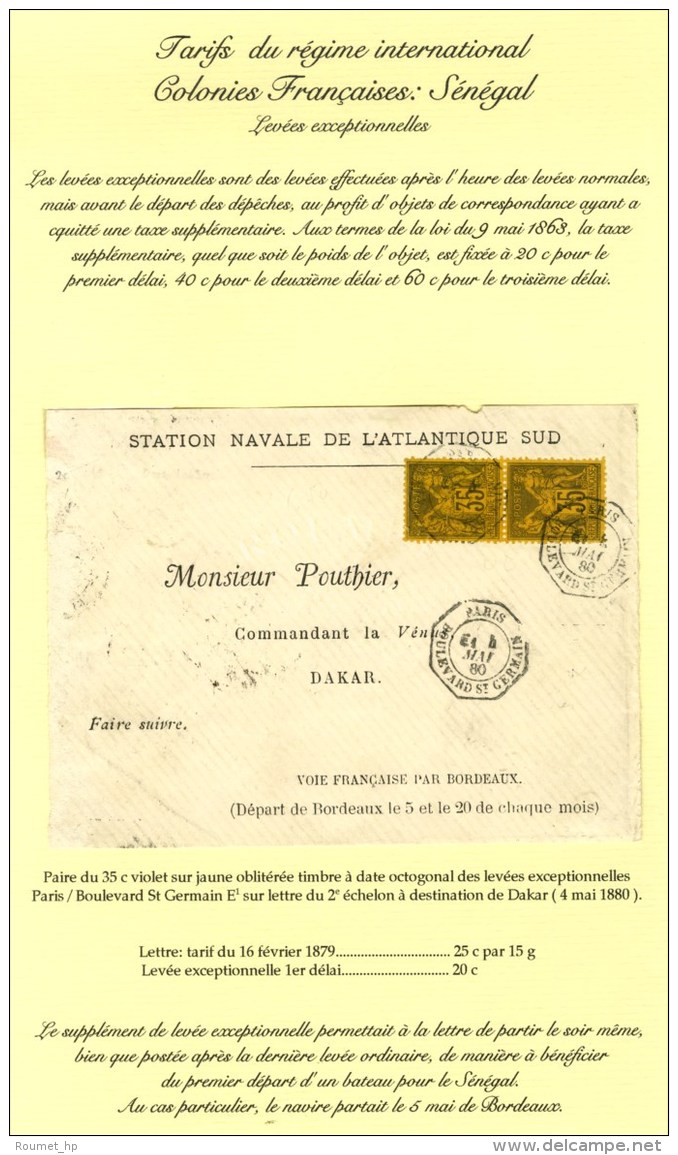 Càd Octo De Lev. Ex PARIS / BD ST GERMAIN E1 / N° 93 Paire Sur Devant D'enveloppe 2 Ports... - 1876-1878 Sage (Type I)