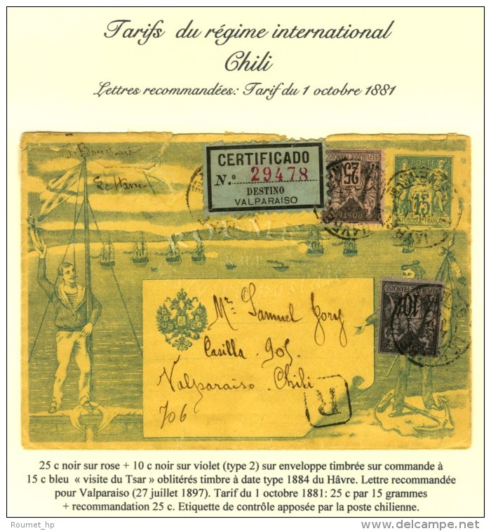 Càd LE HAVRE / N° 89 + 97 Sur Enveloppe Timbrée Sur Commande à 15c. Bleu '' Visite Du Tsar... - 1876-1878 Sage (Type I)