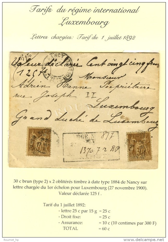 Càd NANCY / MEURTHE ET MOSELLE / N° 80 (2) Sur Lettre Chargée Pour Le Luxembourg (descriptif Au... - 1876-1878 Sage (Type I)