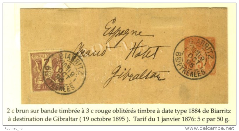 Càd BIARRITZ / Bses PYRENEES Sur Bande D'imprimé à 3c + N° 85 Pour Gibraltar. 1895. - TB. ... - 1876-1878 Sage (Type I)