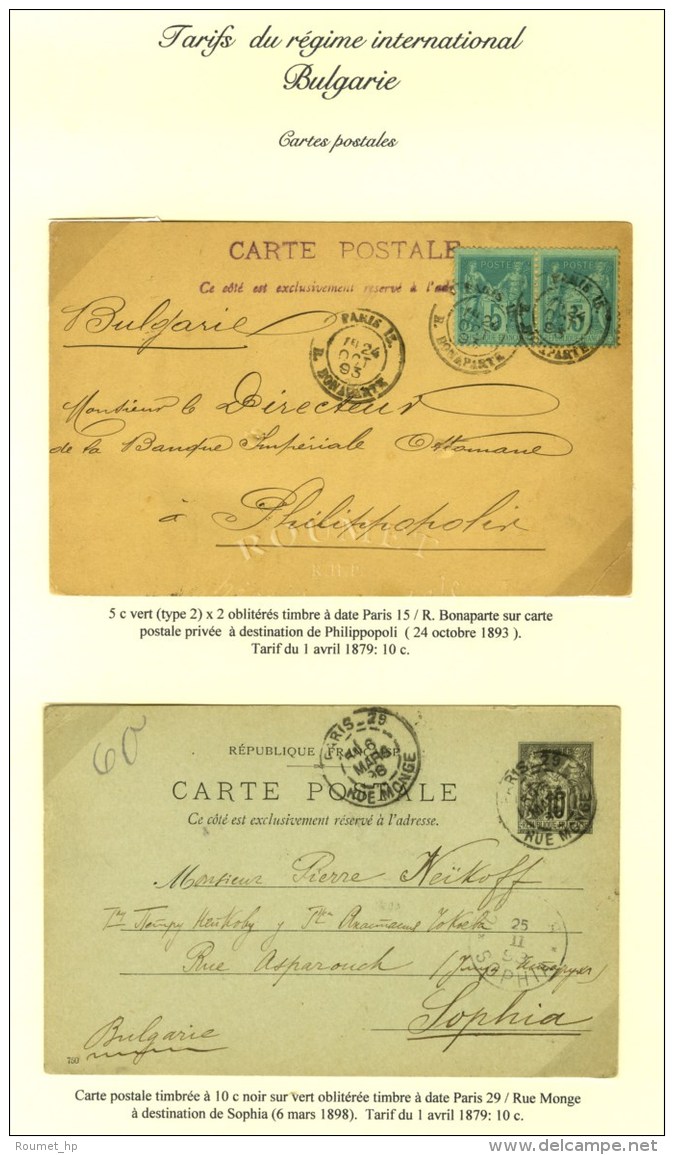 Lot De 2 Cartes Affranchies à 10c Adressées à Sofia Et Philippopoli (Bulgarie). Très... - 1876-1878 Sage (Type I)