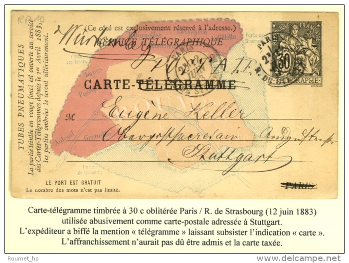 Càd PARIS / R. DE STRASBOURG Sur Carte Télégramme Timbrée à 30c Utilisée... - 1876-1878 Sage (Type I)