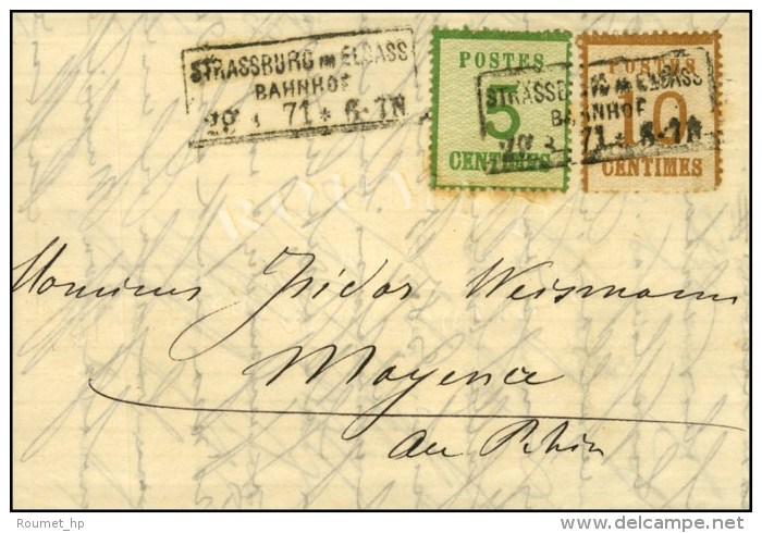 Cachet Encadré STRASBOURG Im ELSASS / BAHNHOF / Als. N° 4 + 5 Sur Lettre Pour Mayence. 1871. - TB / SUP.... - Brieven En Documenten