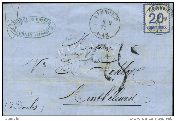 Càd SENNHEIM / Als. N° 6 Sur Lettre Pour Montbeliard, Taxe Tampon 25c. 1871. - TB / SUP. - Brieven En Documenten