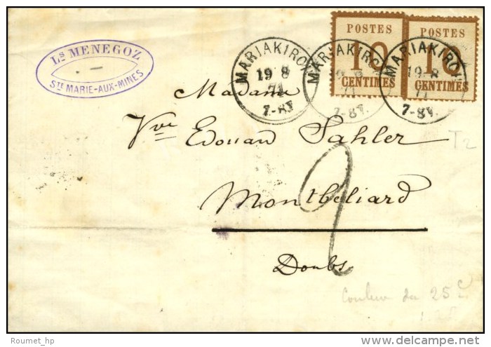 Càd MARIAKIRCH / Als. N° 5 (2) Sur Lettre Pour Montbeliard, Taxe Tampon 2. 1871. - TB / SUP. - Brieven En Documenten