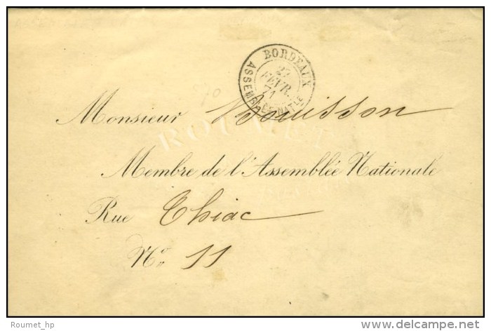 Càd BORDEAUX / ASSEMBLÉE NATle 27 FEVR. 71 Sur Lettre Avec Texte En Franchise Locale. - SUP. - R. - Oorlog 1870