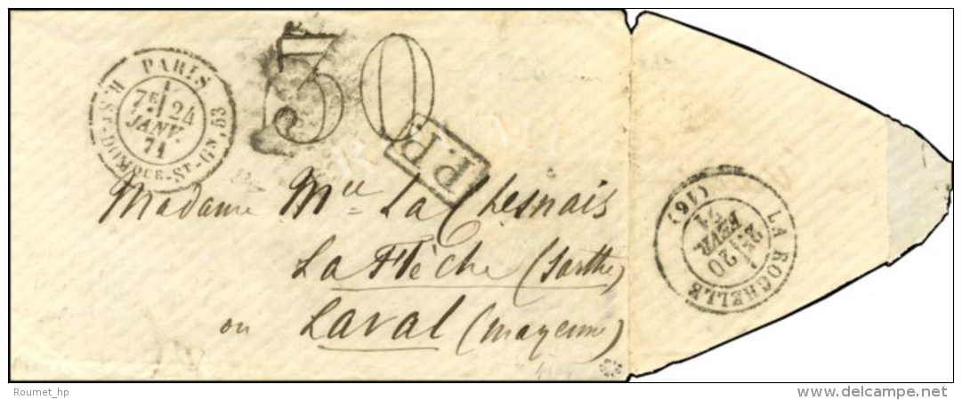 Càd  PARIS / R. ST DOMQUE ST GN, 53 24 JANV. 71 (7e Levée) (timbre Décollé Par... - Oorlog 1870