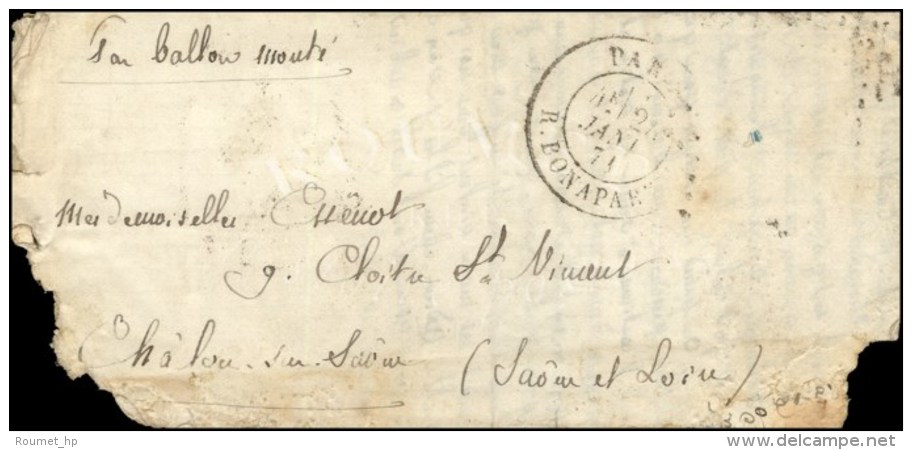 Càd R. BONAPARTE 24 JANV. 71 (4e Levée) (Timbre Poste Tombé Par Immersion) Sur Lettre Pour... - Oorlog 1870