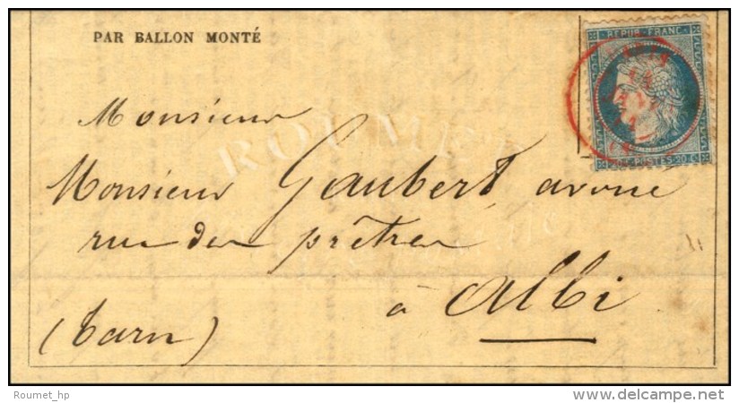 Càd Rouge PARIS (SC) 14 JANV. 71 / N° 37 Sur Gazette N° 27 Pour Albi. Càd D'arrivée 24... - Oorlog 1870