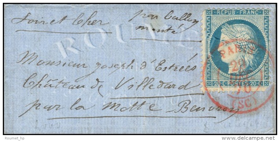 Càd Rouge PARIS SC 29 DEC. 70 / N° 37 Sur Lettre Petit Format Pour La Motte Beuvron (Loir Et Cher).... - Oorlog 1870